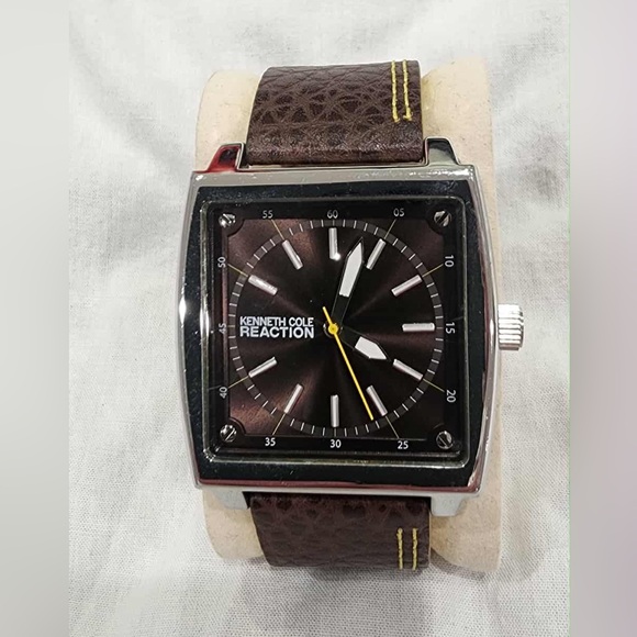 Kenneth Cole Reaction Dark Brown Square Watch - Picture 1 of 3